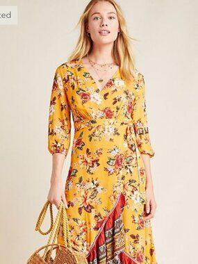 Farm Rio for Anthropologie Soigne Maxi Wrap Dress